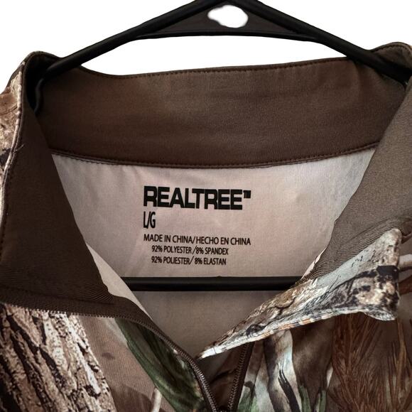 Realtree RTAP Camo Quarter Zip Shirt Men's L Polyester Spandex Hunting Tee - Picture 2 of 6